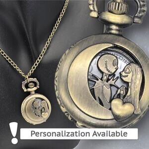 Jack & Sally Moonlit Pendant Watch - Romantic Gothic Pocket for Nightmare Lovers